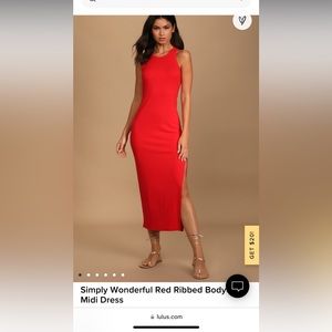 Lulus red ribbed bodycon midi dress
